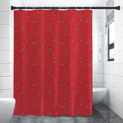 Red Stethoscope Pattern Print Premium Shower Curtain