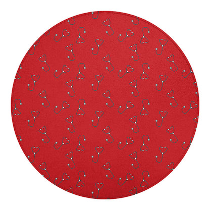 Red Stethoscope Pattern Print Round Blanket
