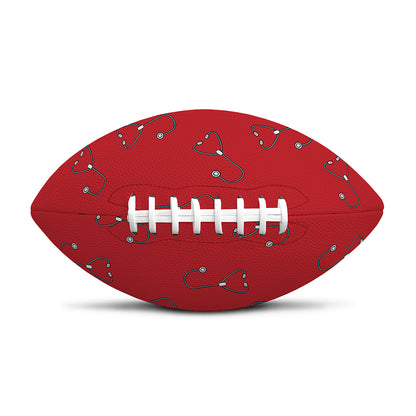 Red Stethoscope Pattern Print Rugby Ball