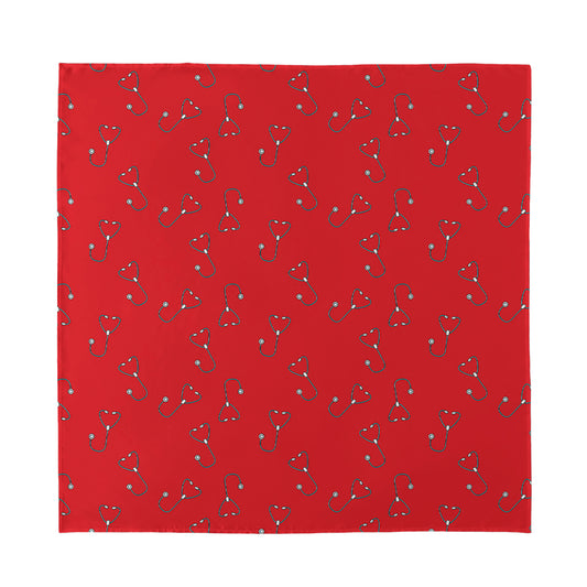 Red Stethoscope Pattern Print Silk Bandana