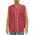 Red Stethoscope Pattern Print Sleeveless Baseball Jersey