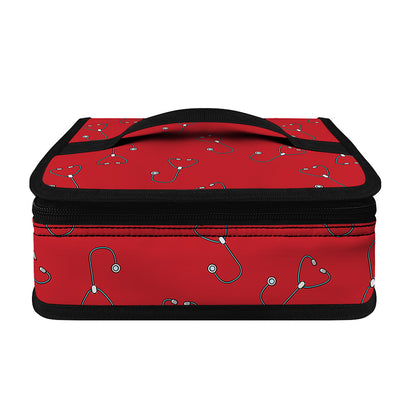 Red Stethoscope Pattern Print Small Lunch Bag