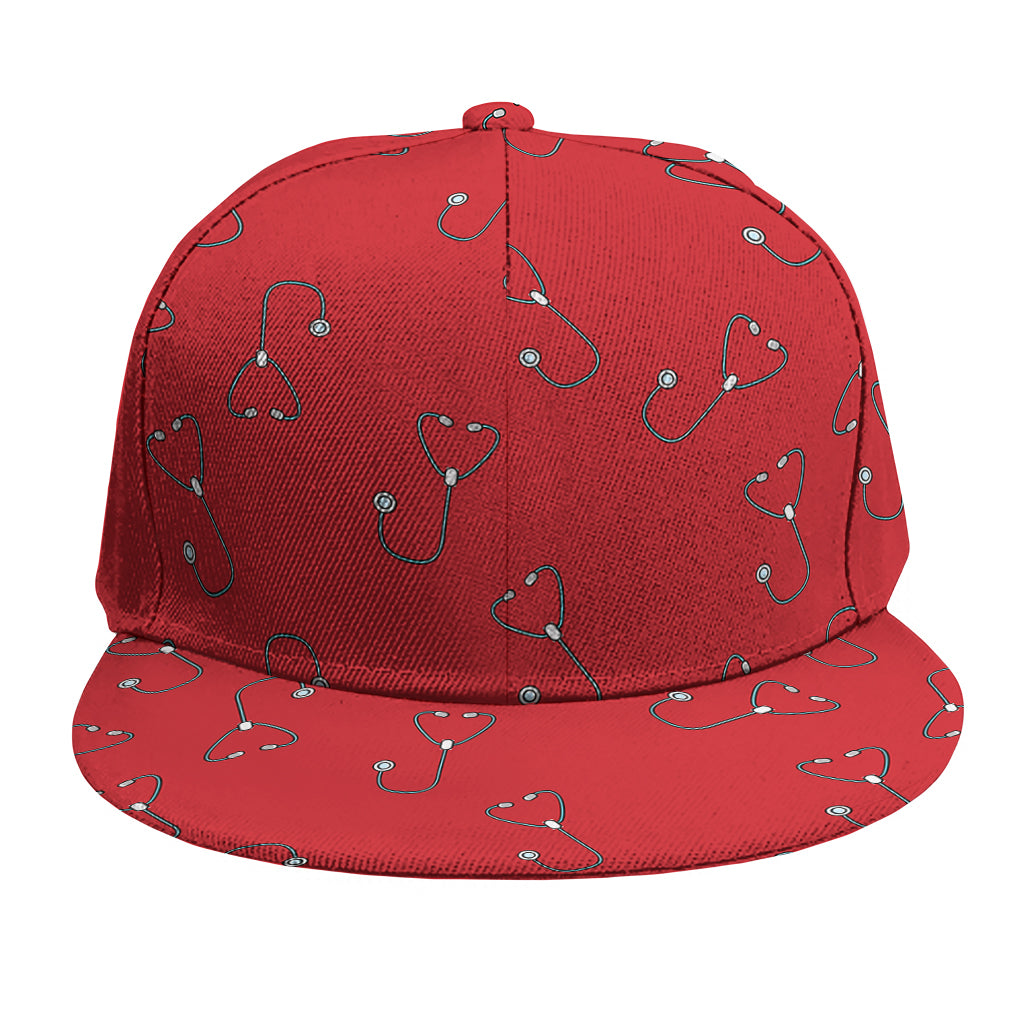 Red Stethoscope Pattern Print Snapback Cap