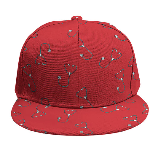 Red Stethoscope Pattern Print Snapback Cap