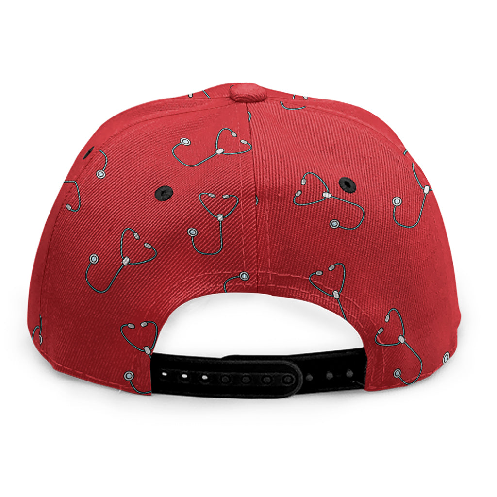 Red Stethoscope Pattern Print Snapback Cap