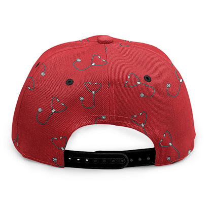 Red Stethoscope Pattern Print Snapback Cap