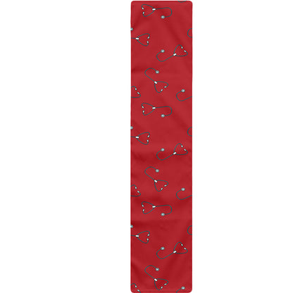 Red Stethoscope Pattern Print Table Runner