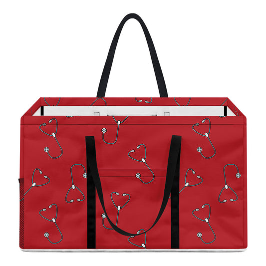 Red Stethoscope Pattern Print Utility Tote Bag