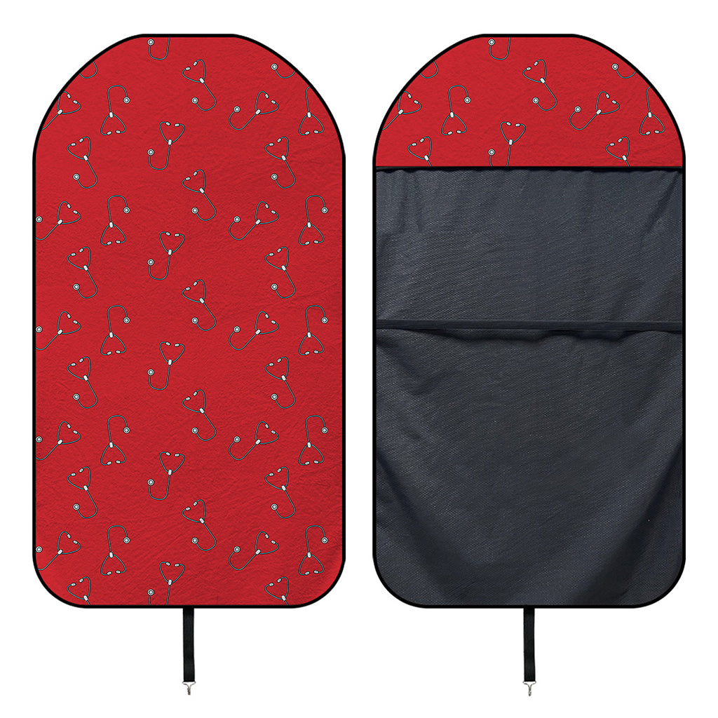 Red Stethoscope Pattern Print Waterproof Car Seat Cover