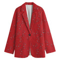 Red Stethoscope Pattern Print Women's Cotton Blazer
