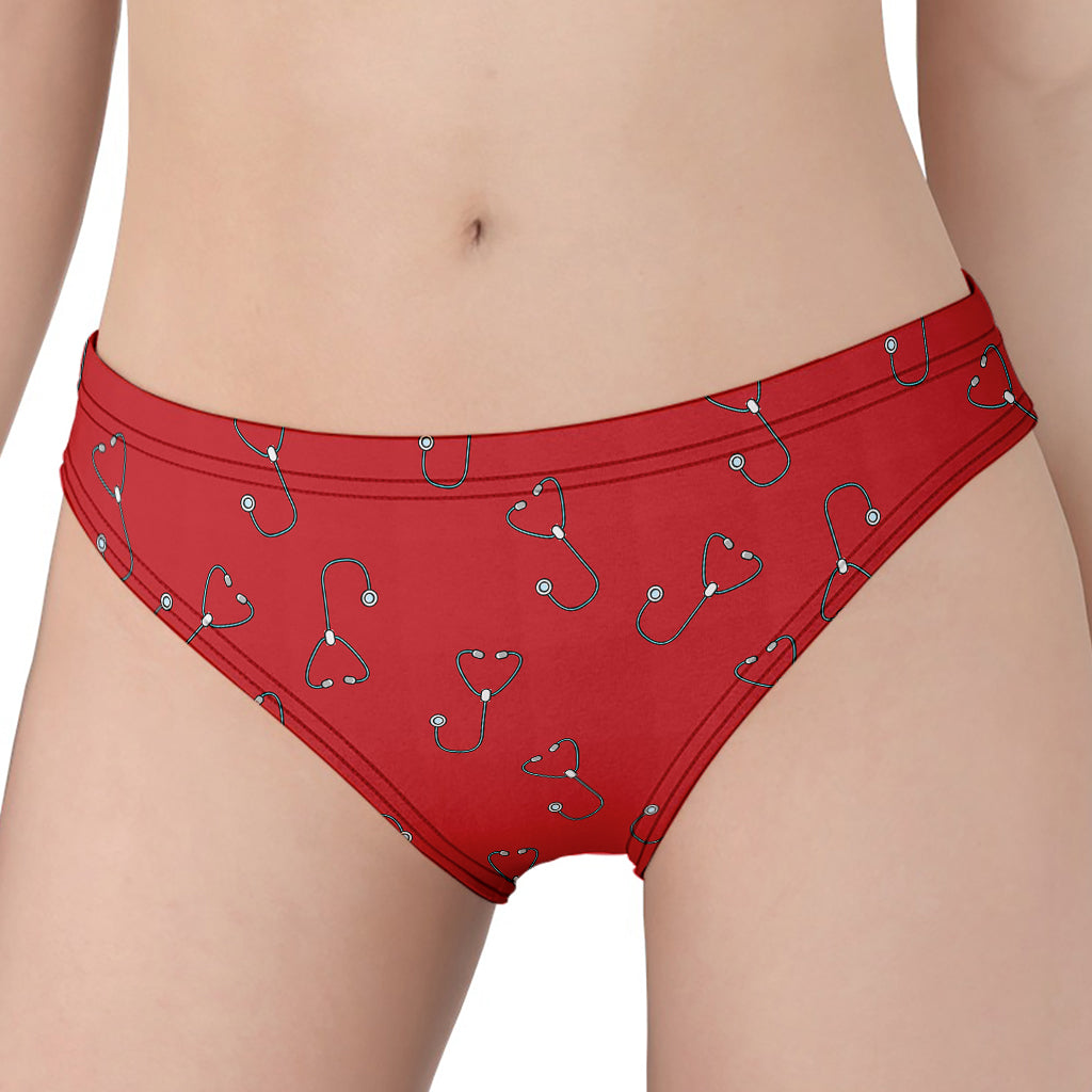 Red Stethoscope Pattern Print Women's Panties