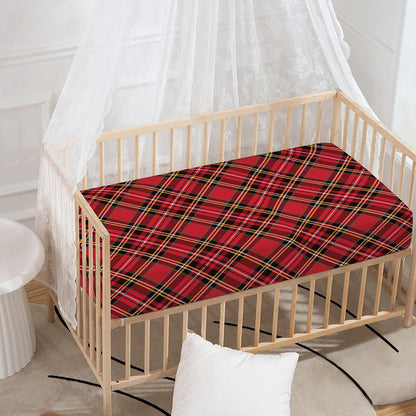 Red Stewart Tartan Pattern Print Baby Crib Sheet