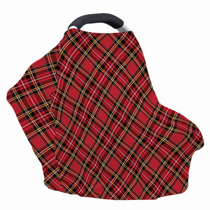 Red Stewart Tartan Pattern Print Baby Seat Cover
