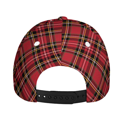 Red Stewart Tartan Pattern Print Baseball Cap