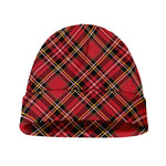 Red Stewart Tartan Pattern Print Beanie