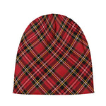 Red Stewart Tartan Pattern Print Beanie