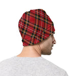 Red Stewart Tartan Pattern Print Beanie