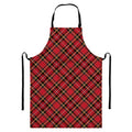 Red Stewart Tartan Pattern Print Bib Apron With Pocket