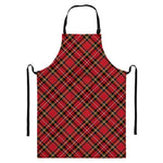 Red Stewart Tartan Pattern Print Bib Apron With Pocket