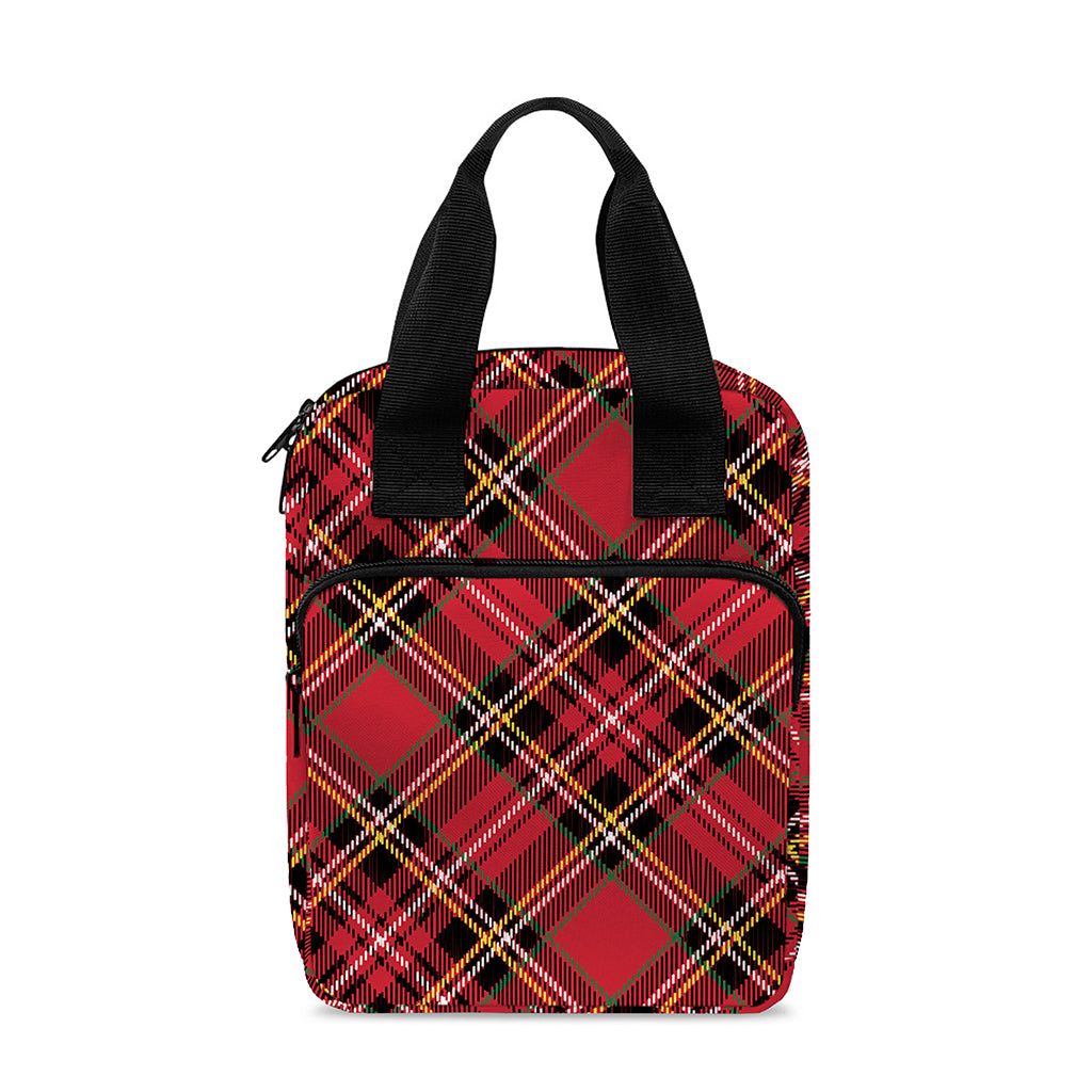 Red Stewart Tartan Pattern Print Bible Tote Bag