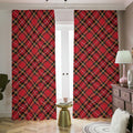 Red Stewart Tartan Pattern Print Dimout Pencil Pleat Curtains
