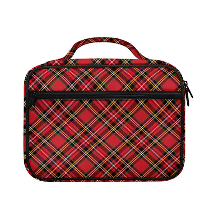 Red Stewart Tartan Pattern Print Briefcase Bible Bag