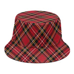 Red Stewart Tartan Pattern Print Bucket Hat