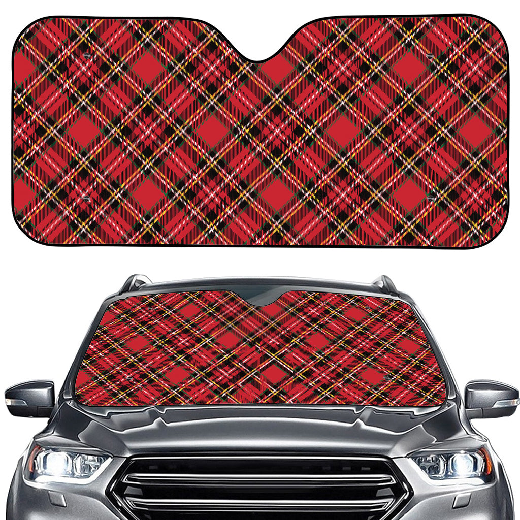 Red Stewart Tartan Pattern Print Car Windshield Sun Shade