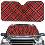 Red Stewart Tartan Pattern Print Car Windshield Sun Shade