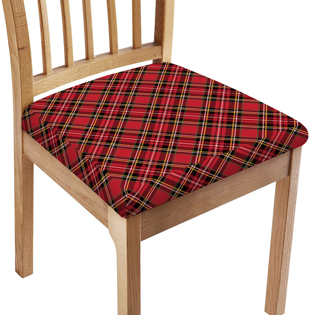 Red Stewart Tartan Pattern Print Chair Cushion Cover