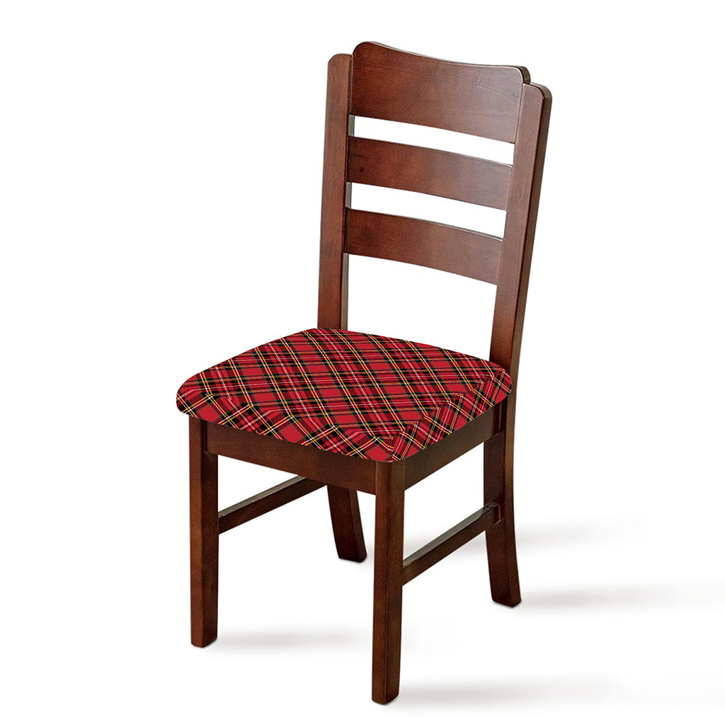 Red Stewart Tartan Pattern Print Chair Cushion Cover