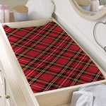 Red Stewart Tartan Pattern Print Changing Pad Cover