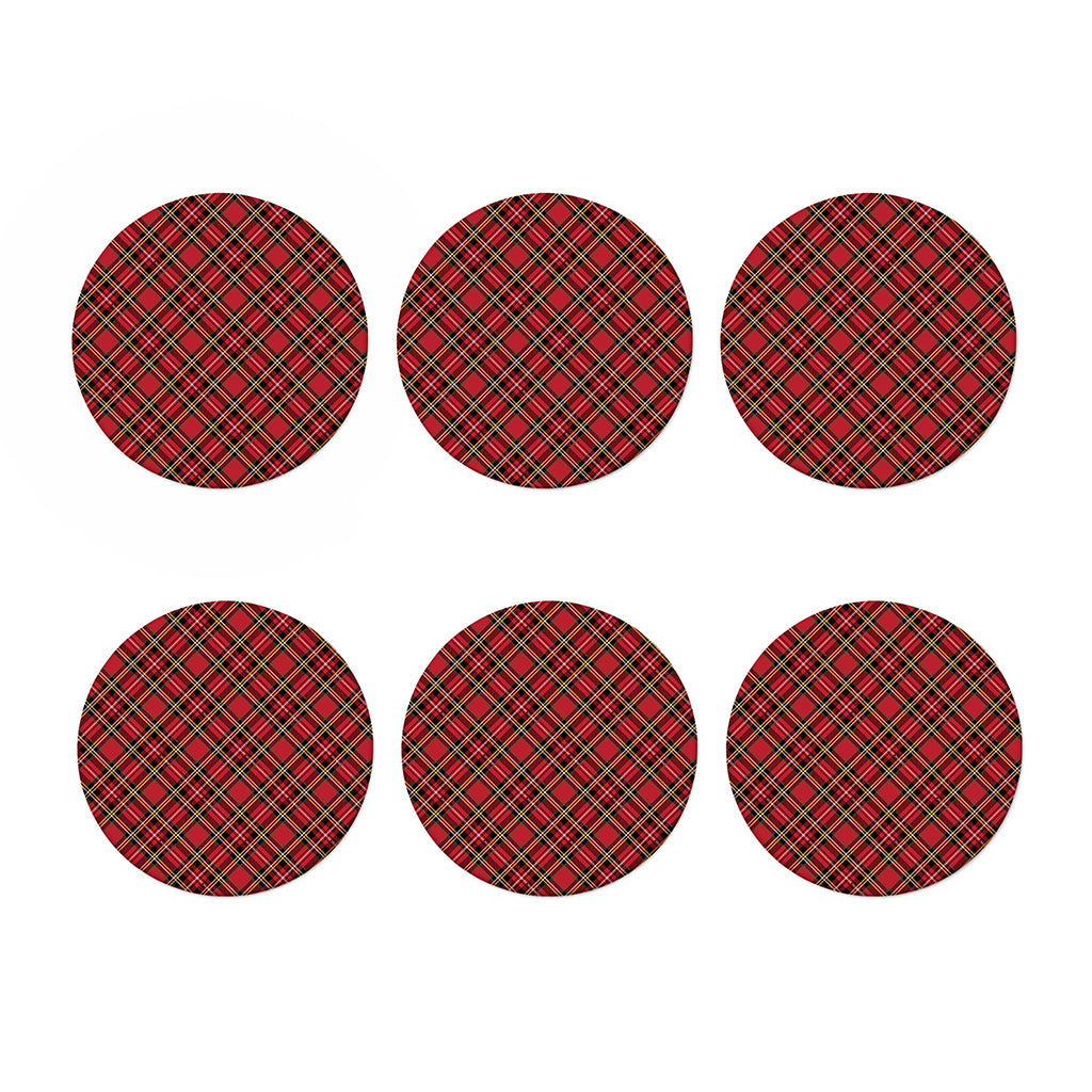 Red Stewart Tartan Pattern Print Coaster Set
