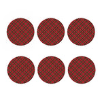 Red Stewart Tartan Pattern Print Coaster Set