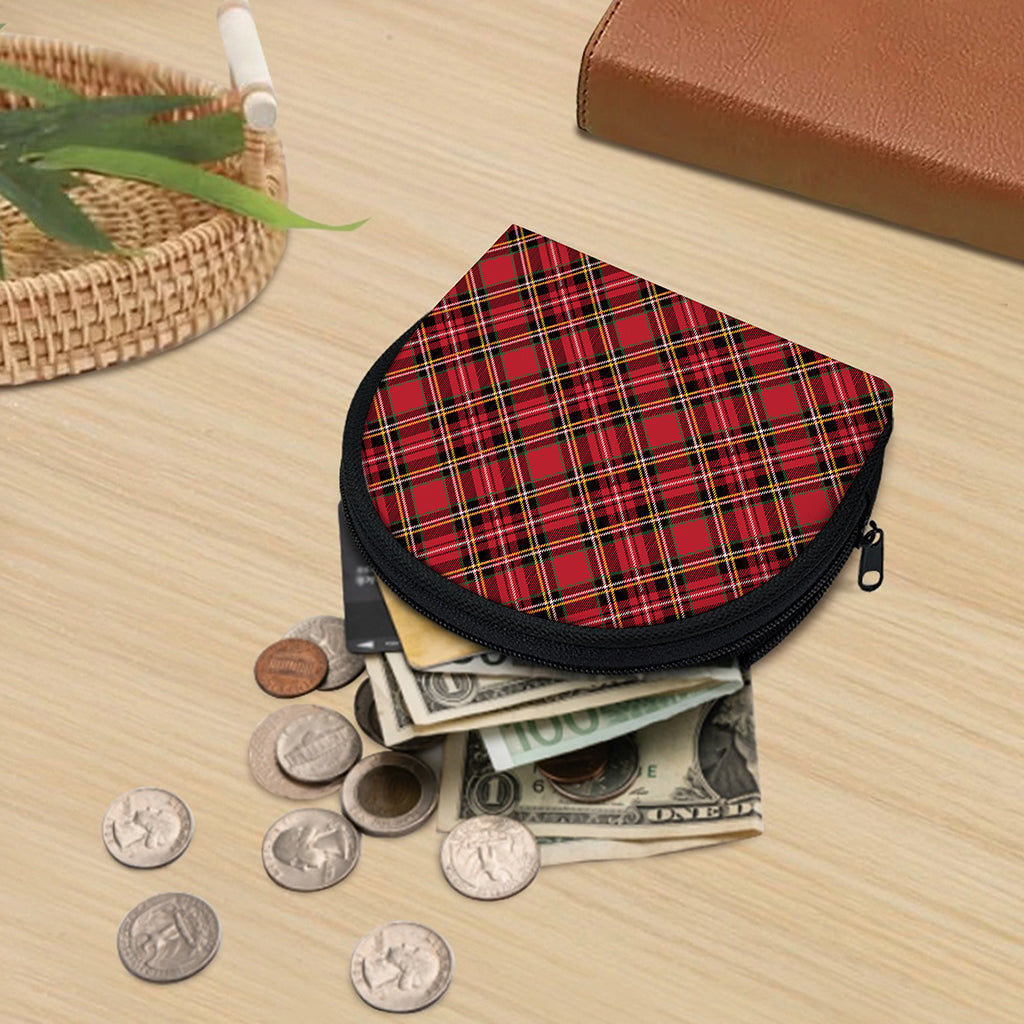 Red Stewart Tartan Pattern Print Coin Purse