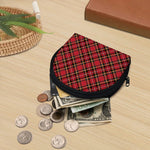 Red Stewart Tartan Pattern Print Coin Purse