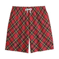 Red Stewart Tartan Pattern Print Cotton Shorts