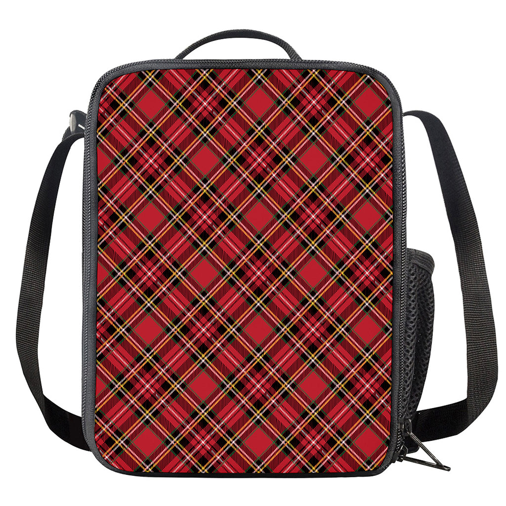 Red Stewart Tartan Pattern Print Crossbody Lunch Bag
