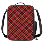 Red Stewart Tartan Pattern Print Crossbody Lunch Bag