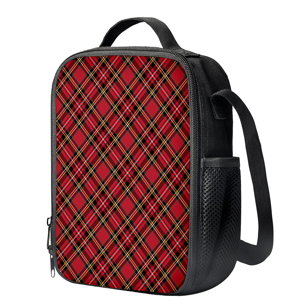 Red Stewart Tartan Pattern Print Crossbody Lunch Bag