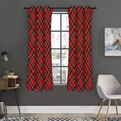 Red Stewart Tartan Pattern Print Curtain