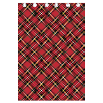 Red Stewart Tartan Pattern Print Curtain
