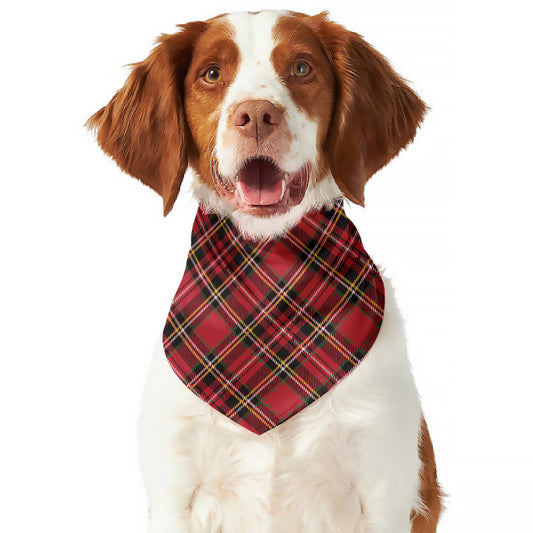 Red Stewart Tartan Pattern Print Dog Bandana