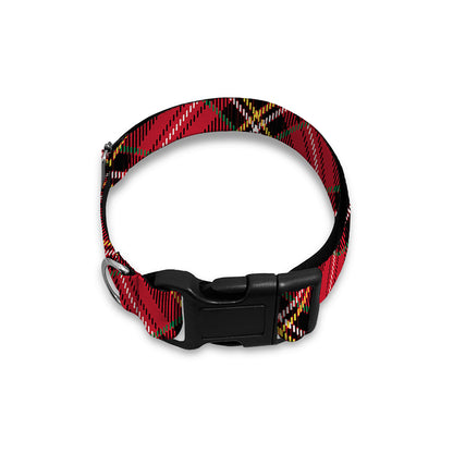 Red Stewart Tartan Pattern Print Dog Collar