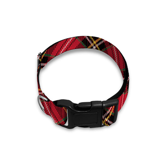 Red Stewart Tartan Pattern Print Dog Collar