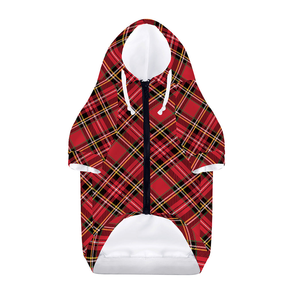 Red Stewart Tartan Pattern Print Dog Zip Up Hoodie