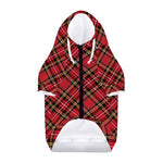Red Stewart Tartan Pattern Print Dog Zip Up Hoodie