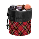 Red Stewart Tartan Pattern Print Drawstring Makeup Bag