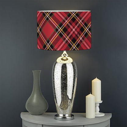 Red Stewart Tartan Pattern Print Drum Lamp Shade