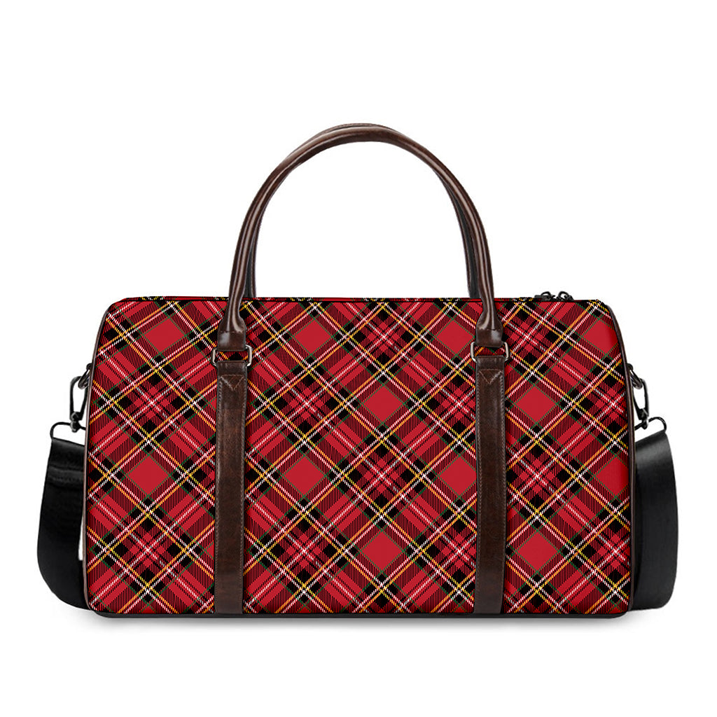 Red Stewart Tartan Pattern Print Duffle Bag